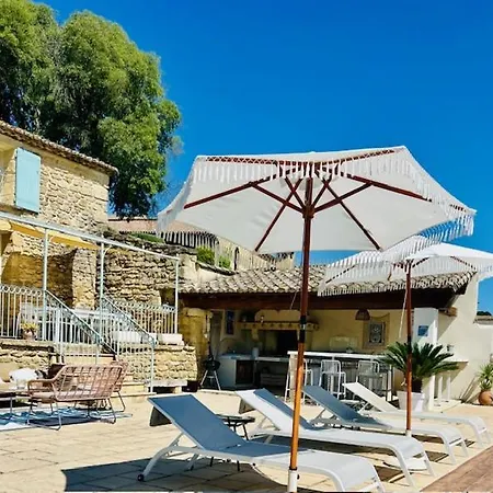 Domaine En Pierre Avec Piscine Et Jacuzzi Au Mas Lucia Pensjonat Aigues-Vives (Gard)